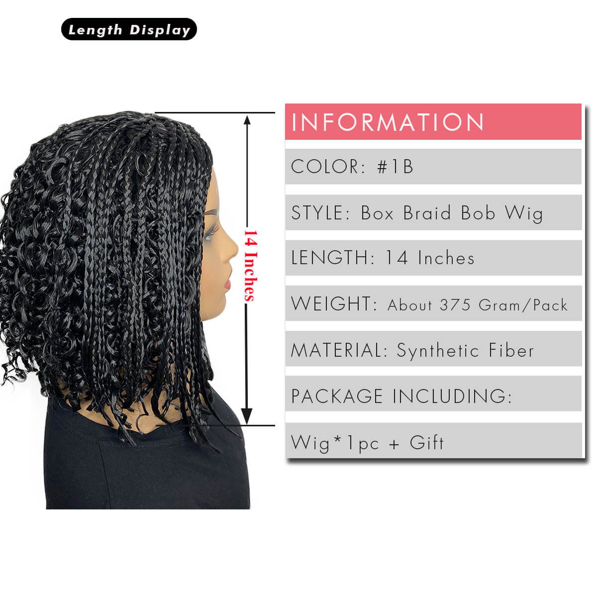  VAVANGA Short Box Braided Bob Wig for Black Women, 14